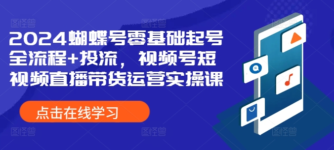 2024蝴蝶号零基础起号全流程+投流，视频号短视频直播带货运营实操课-桀创项目掘金社