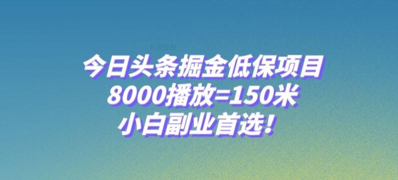 今日头条掘金低保项目，8000播放=150米，小白副业首选【揭秘】-桀创项目掘金社