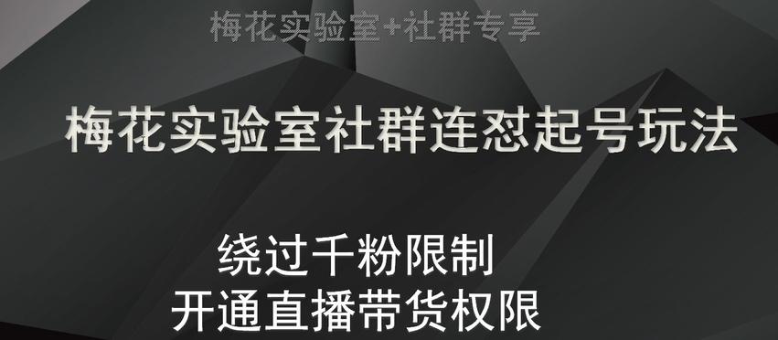 梅花实验室社群连怼起号玩法，视频号绕过千粉限制，开通直播带货权限【揭秘】-桀创项目掘金社