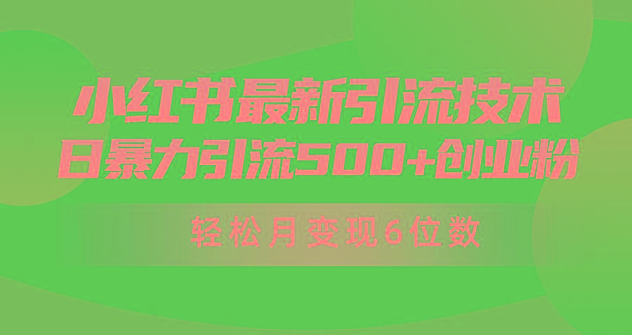 (9871期)日引500+月变现六位数24年最新小红书暴力引流兼职粉教程-桀创项目掘金社