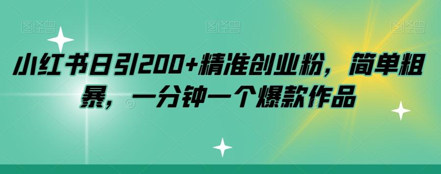 小红书日引200+精准创业粉，简单粗暴，一分钟一个爆款作品【揭秘】-桀创项目掘金社
