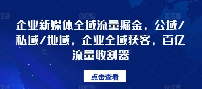 企业新媒体全域流量掘金，公域/私域/地域，企业全域获客，百亿流量收割器-桀创项目掘金社