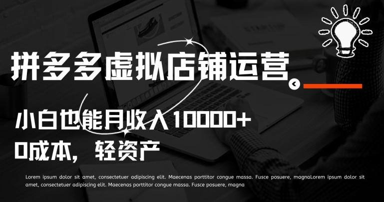 拼多多虚拟店铺运营小白也能月收入10000+【揭秘】-桀创项目掘金社