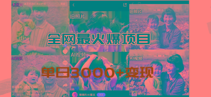 全网爆火的AI让老照片动起来教程，蹭热点日赚3000+，内含免费工具一键…-桀创项目掘金社