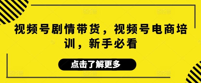 视频号剧情带货，视频号电商培训，新手必看-桀创项目掘金社