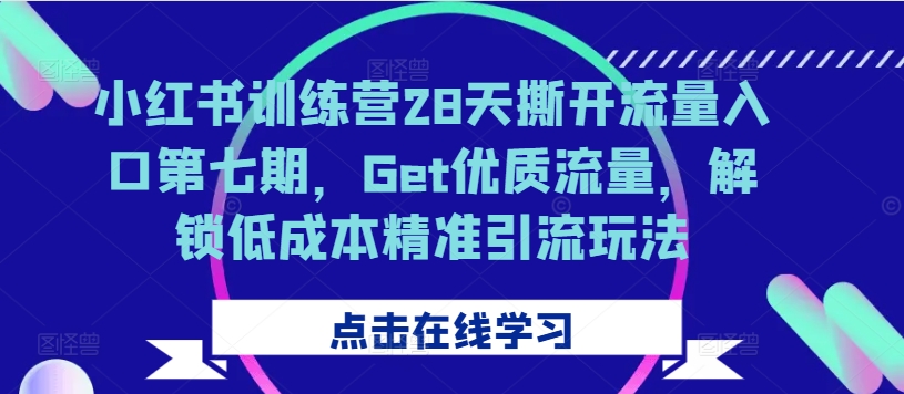 小红书训练营28天撕开流量入口第七期，Get优质流量，解锁低成本精准引流玩法-桀创项目掘金社