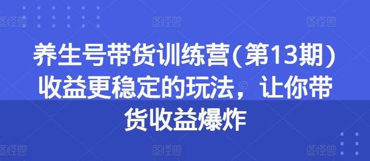 养生号带货训练营(第13期)收益更稳定的玩法，让你带货收益爆炸-桀创项目掘金社