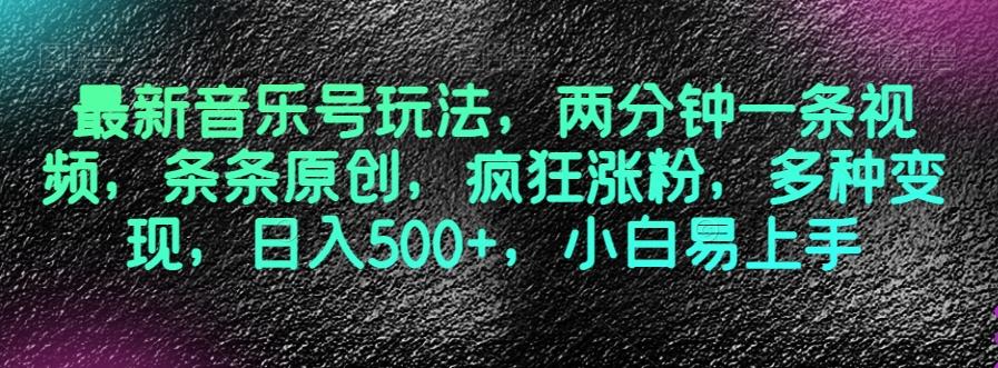 最新音乐号玩法，两分钟一条视频，条条原创，疯狂涨粉，多种变现，日入500+，小白易上手【揭秘】-桀创项目掘金社