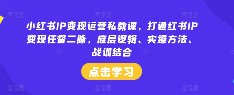 小红书IP变现运营私教课，打通红书IP变现任督二脉，底层逻辑、实操方法、战训结合-桀创项目掘金社