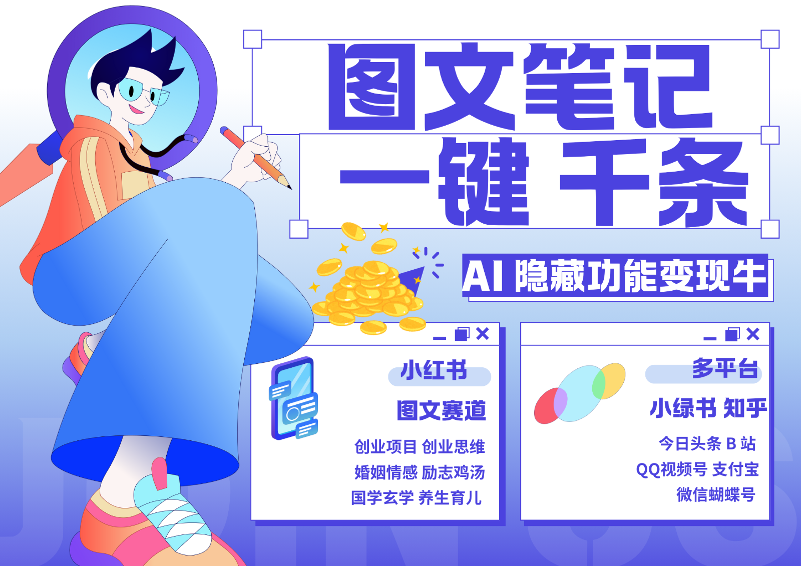 1键生成数千条图文 创业国学 秒生笔记 小红书小绿书图文 轻松引流 变现30000+-桀创项目掘金社