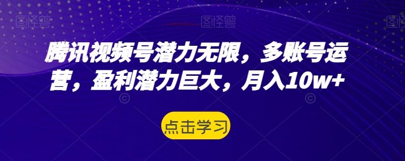 腾讯视频号潜力无限，多账号运营，盈利潜力巨大，月入10w+-桀创项目掘金社