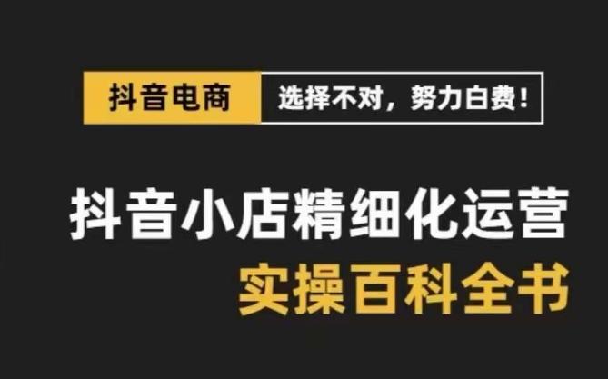 抖音小店精细化运营百科全书，保姆级运营实操讲解-桀创项目掘金社