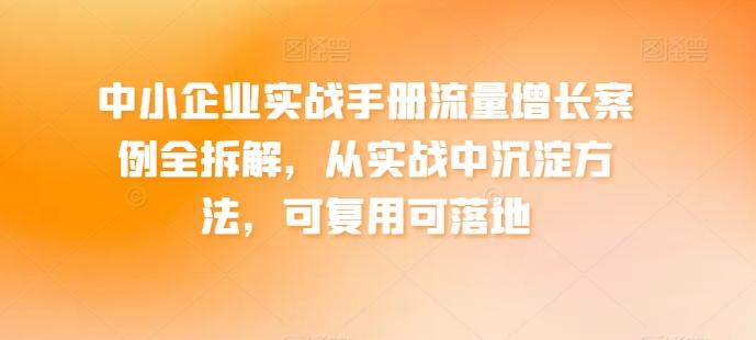 中小企业实战手册流量增长案例全拆解，从实战中沉淀方法，可复用可落地-桀创项目掘金社