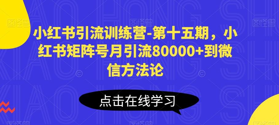 小红书引流训练营-第十五期，小红书矩阵号月引流80000+到微信方法论-桀创项目掘金社