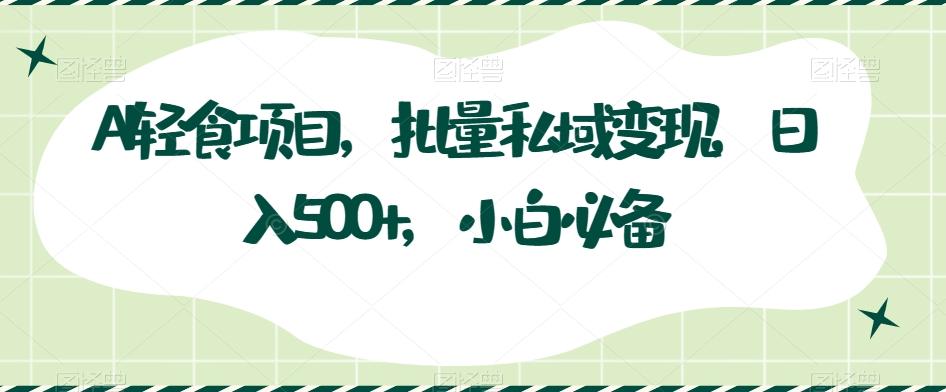 AI轻食项目，批量私域变现，日入500+，小白必备-桀创项目掘金社