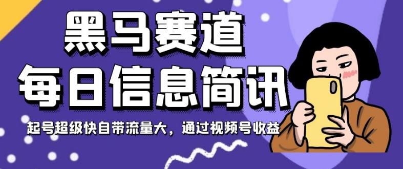 黑马赛道每日信息简讯，起号超级快自带流量大，通过视频号收益【揭秘】-桀创项目掘金社
