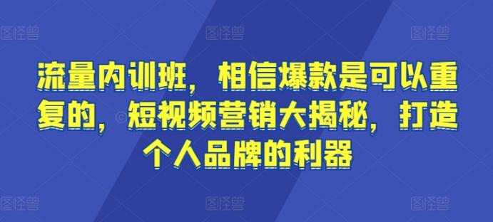流量内训班，相信爆款是可以重复的，短视频营销大揭秘，打造个人品牌的利器-桀创项目掘金社