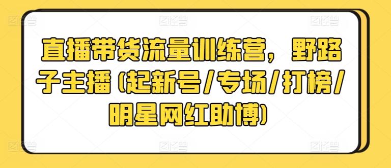 直播带货流量训练营，野路子主播(起新号/专场/打榜/明星网红助博)-桀创项目掘金社