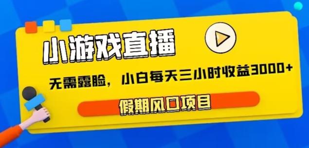 小游戏直播，假期风口项目，无需露脸，小白每天三小时，到账3000+-桀创项目掘金社