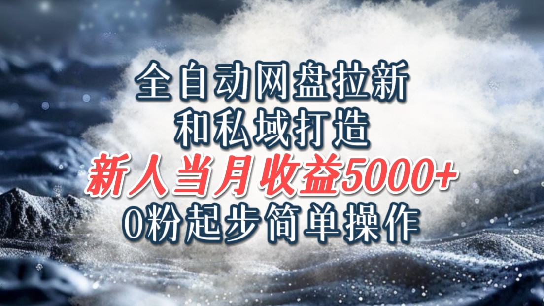 全自动网盘拉新和私域打造，0粉起步简单操作，新人入门当月收益5000以上-桀创项目掘金社