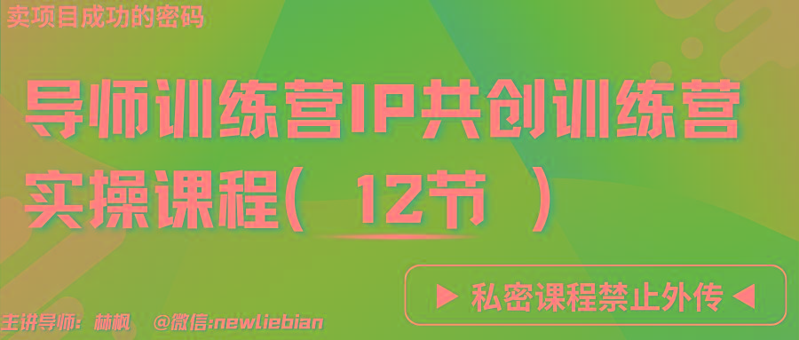 导师训练营3.0IP共创训练营私密实操课程(12节)-卖项目的密码成功秘诀-桀创项目掘金社
