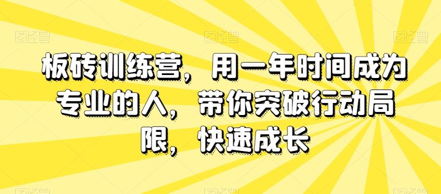 板砖训练营，用一年时间成为专业的人，带你突破行动局限，快速成长-桀创项目掘金社