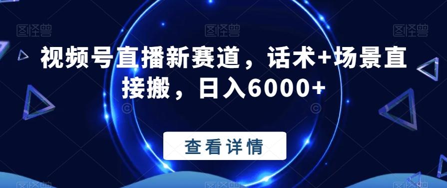 视频号直播新赛道，话术+场景直接搬，日入6000+-桀创项目掘金社