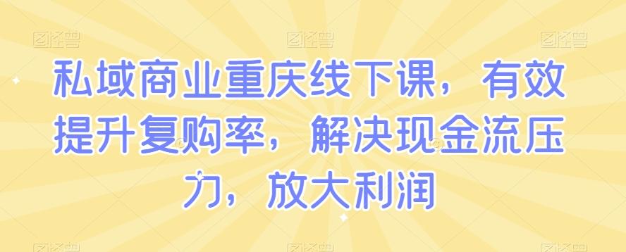 私域商业重庆线下课，有效提升复购率，解决现金流压力，放大利润-桀创项目掘金社