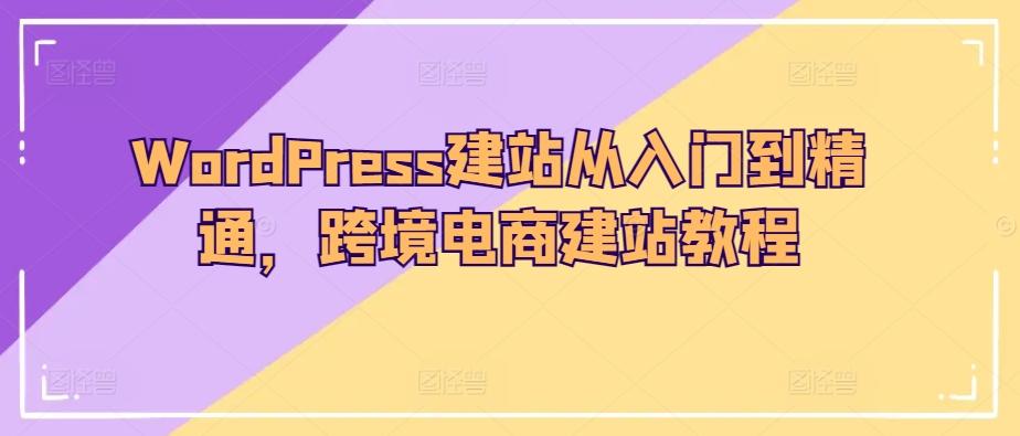 WordPress建站从入门到精通，跨境电商建站教程-桀创项目掘金社