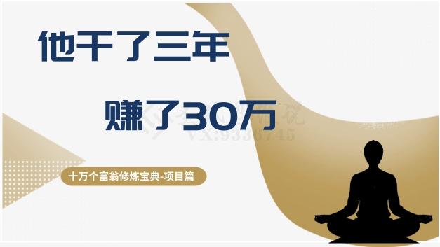 十万个富翁修炼宝典之2.他干了3年，赚了30万-桀创项目掘金社