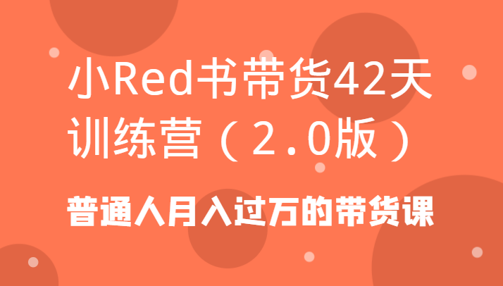 小Red书带货42天训练营(2.0版)普通人月入过万的带货课-桀创项目掘金社