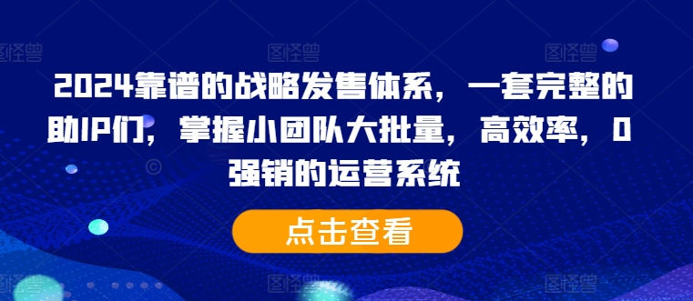 2024靠谱的战略发售体系，一套完整的助IP们，掌握小团队大批量，高效率，0 强销的运营系统-桀创项目掘金社