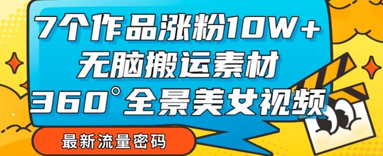 7个作品涨粉10W+，无脑搬运素材，全景美女视频爆款玩法分享【揭秘】-桀创项目掘金社