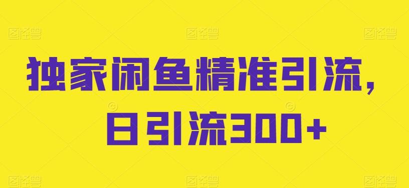 独家闲鱼精准引流，日引流300+【揭秘】-桀创项目掘金社