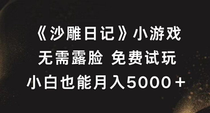 《沙雕日记》小游戏，无需露脸免费试玩，小白也能月入5000+【揭秘】-桀创项目掘金社