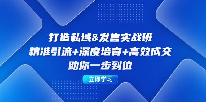 打造私域&发售实操班：精准引流+深度培育+高效成交，助你一步到位-桀创项目掘金社