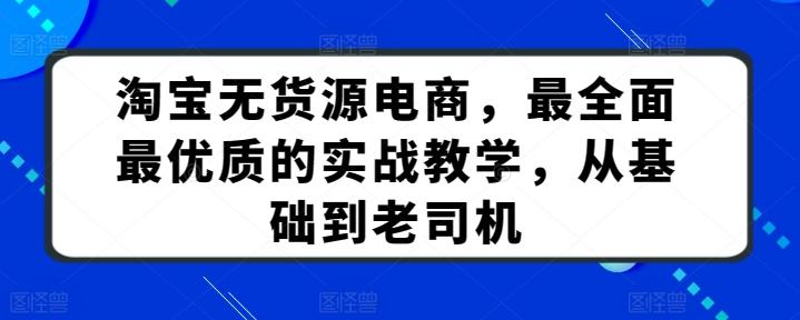淘宝无货源电商，最全面最优质的实战教学，从基础到老司机-桀创项目掘金社