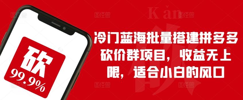 冷门蓝海批量搭建拼多多砍价群项目，收益无上限，适合小白的风口【揭秘】-桀创项目掘金社