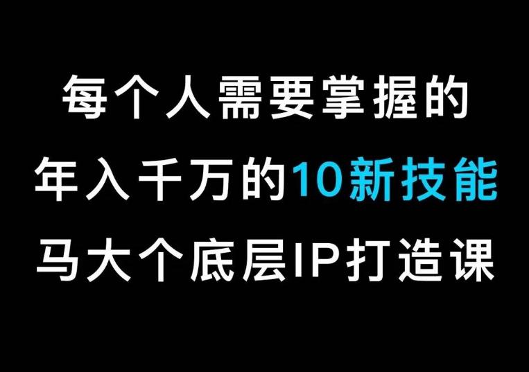 马大个的IP底层逻辑课，​每个人需要掌握的年入千万的10新技能，约会底层IP打造方法！-桀创项目掘金社