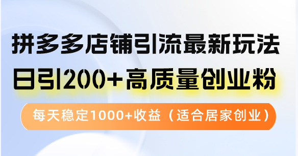 拼多多店铺引流最新玩法，日引200+高质量创业粉，每天稳定1000+收益(…-桀创项目掘金社