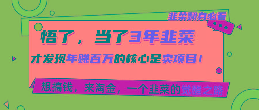 悟了，当了3年韭菜，才发现网赚圈年赚100万的核心是卖项目，含泪分享！-桀创项目掘金社
