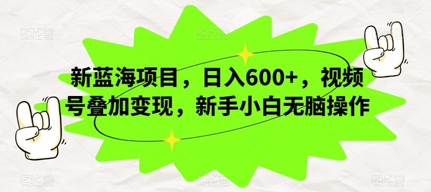 新蓝海项目，日入600+，视频号叠加变现，新手小白无脑操作【揭秘】-桀创项目掘金社