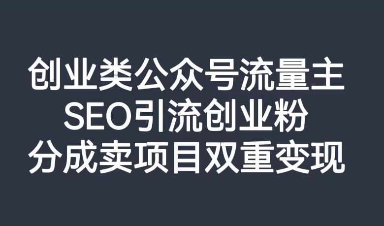 创业类公众号流量主，SEO引流创业粉，分成卖项目双重变现【揭秘】-桀创项目掘金社