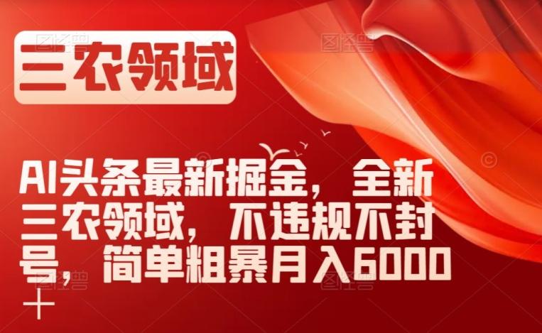 AI头条最新掘金，全新三农领域，不违规不封号，简单粗暴月入6000＋【揭秘】-桀创项目掘金社