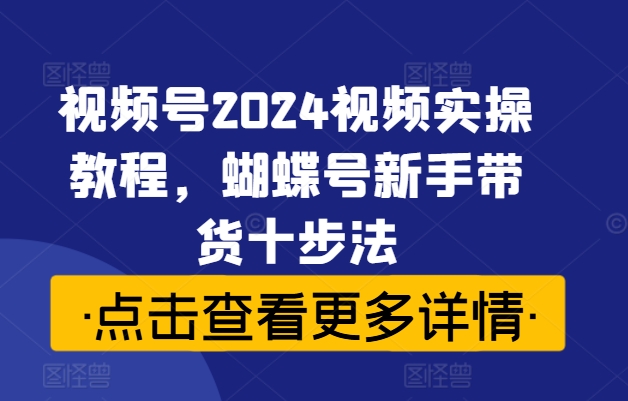 视频号2024视频实操教程，蝴蝶号新手带货十步法-桀创项目掘金社