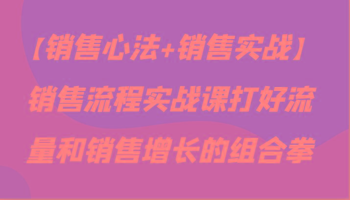 【销售心法+销售实战】销售流程实战课打好流量和销售增长的组合拳-桀创项目掘金社