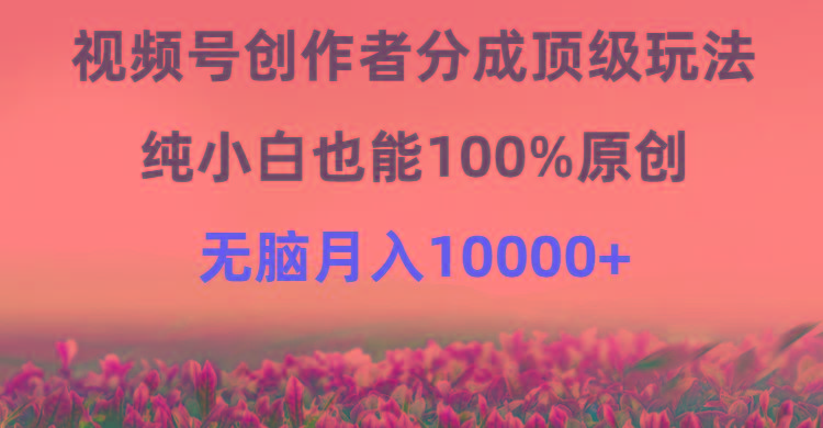 (9608期)视频号创作者分成顶级玩法，纯小白也能100%原创，无脑月入10000+-桀创项目掘金社