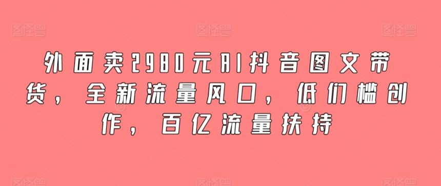 外面卖2980元AI抖音图文带货，全新流量风口，低们槛创作，百亿流量扶持-桀创项目掘金社