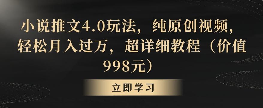 小说推文4.0玩法，纯原创视频，轻松月入过万，超详细教程(价值998元)【揭秘】-桀创项目掘金社