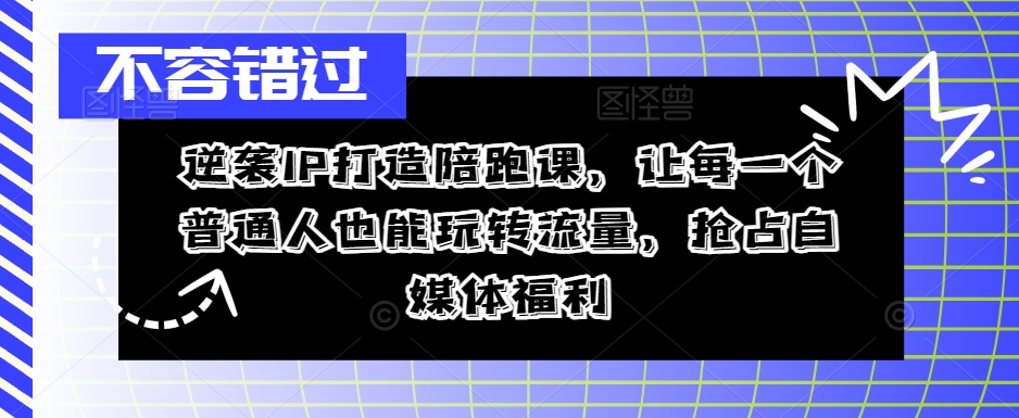 逆袭IP打造陪跑课，让每一个普通人也能玩转流量，抢占自媒体福利-桀创项目掘金社